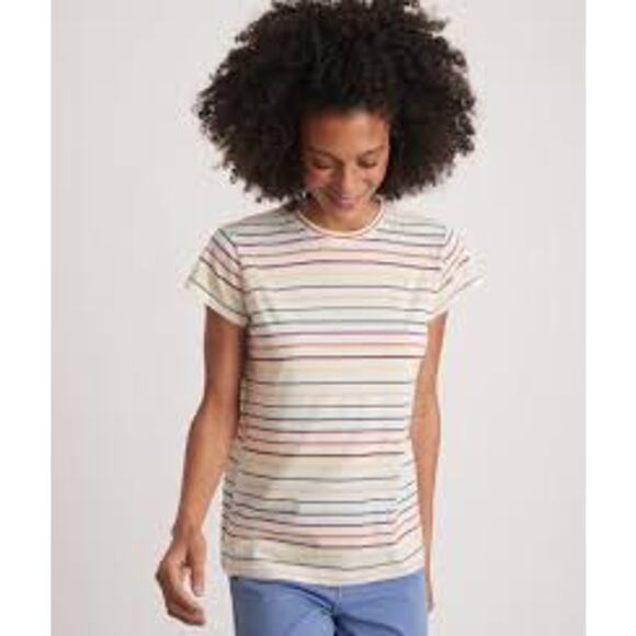 J.Society Short Sleeve Knit Tee Off White Fiesta Stripe 5800-FIE00 NEW Medium M - Picture 6 of 9